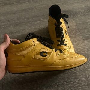 Coach Yellow and Black High-Top Sneakers